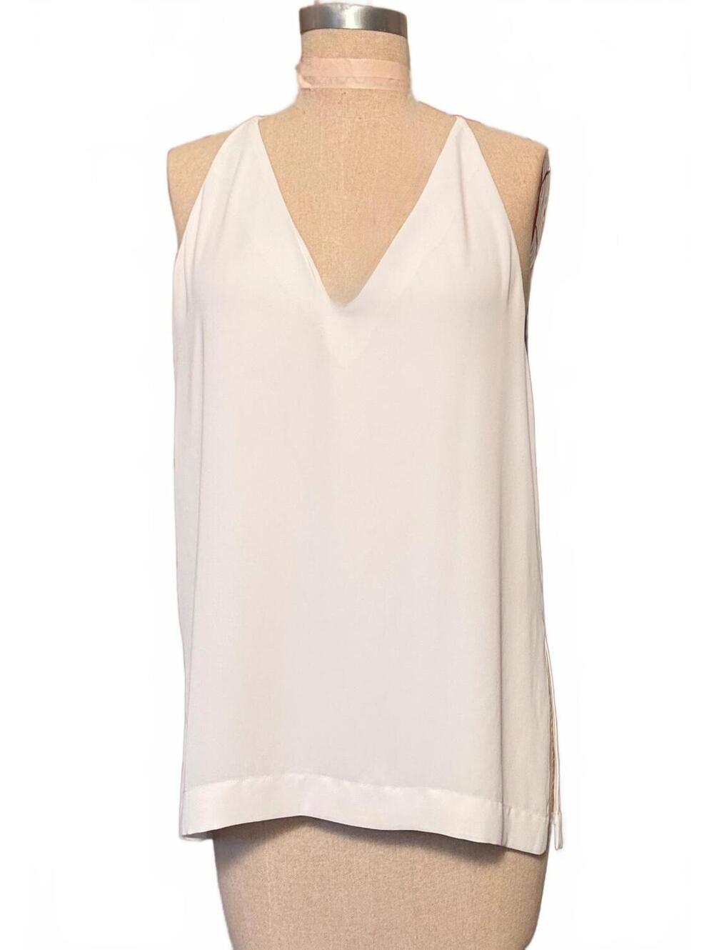 Aritzia Babaton Morris Tank L White V Neck Racerback Lined Blouse